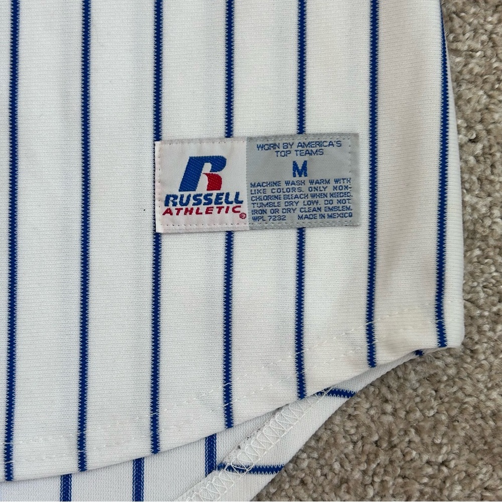 Vintage Russell Athletic American Legion Baseball Jersey Roselle 229 Pinstripe M - Picture 2 of 9